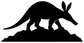 Black aardvark on mountain ridge vinyl decal, close-up silhouette