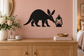 Aardvark and lantern vinyl wall decal, black silhouette with lantern icon