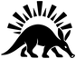 Black aardvark vinyl decal with sunburst rays and tail detail.