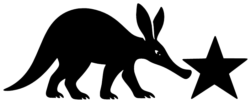 Black aardvark and star vinyl decal cutout design