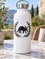 Aardvark laurel vinyl decal on a white bottle with black wreath graphics
