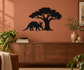 Black vinyl wall decal of a tree with a standing aardvark silhouette