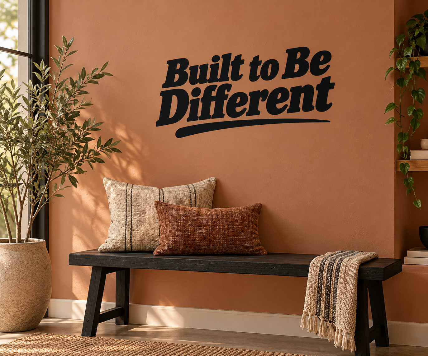 Built to Be Different vinyl wall decal in bold black typography