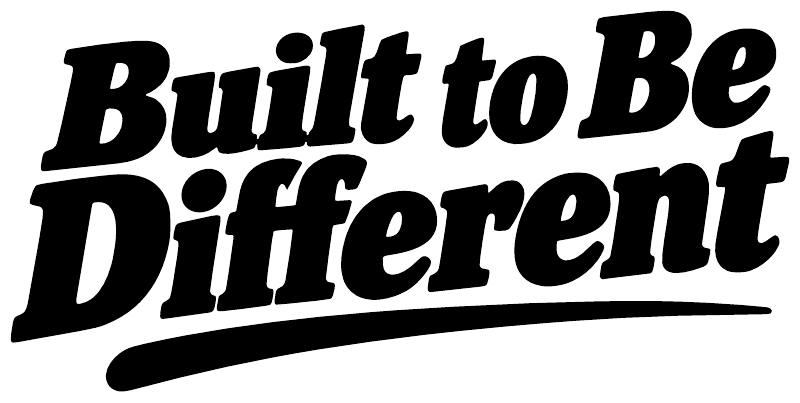 Built to Be Different vinyl decal text with bold black lettering