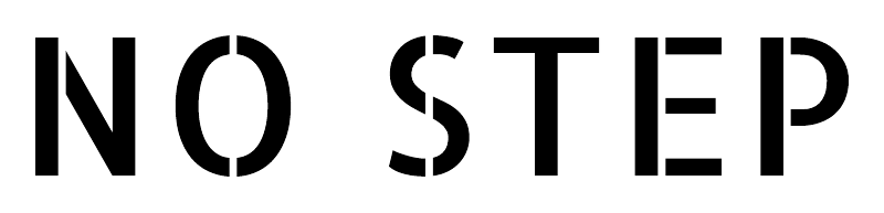Stencil text graphic "NO STEP" in bold black lettering