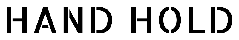 Stencil label with "HAND HOLD" text in black on a white background