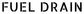 Fuel drain aircraft label text, FUEL DRAIN in black on white