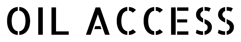 Stencil letters 'OIL ACCESS' in black on white