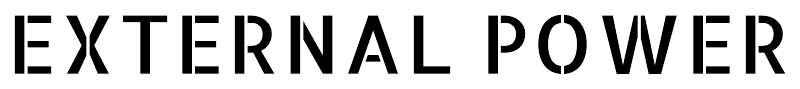 External Power stencil text on a label surface