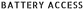 White aircraft label text: “BATTERY ACCESS” in stencil lettering