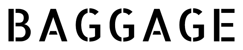 Close-up of 'BAGGAGE' lettering on white stencil aircraft label