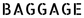 Close-up of 'BAGGAGE' lettering on white stencil aircraft label