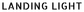 Landing light stencil text in white uppercase letters