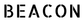 Close-up of BEACON lettering on a black label plate