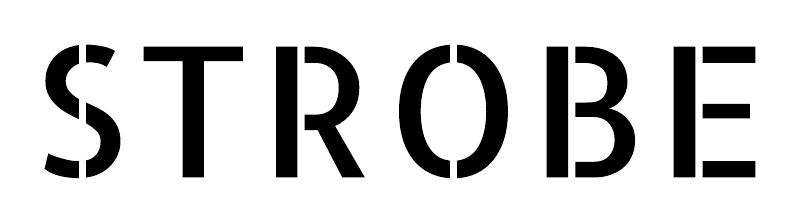 STROBE stencil aircraft label wordmark in white letters