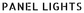 PANEL LIGHTS stencil lettering in bold sans-serif