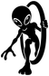 Black alien vinyl decal with portal ring, smiling face and waving hand