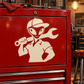 White alien mechanic vinyl decal with hat, wrench, and spanner graphics