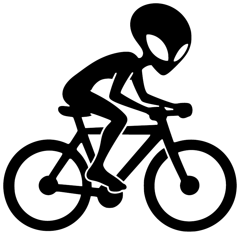 Black alien cyclist vinyl decal sticker