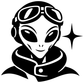 Black and white alien space pilot vinyl decal with star and visor
