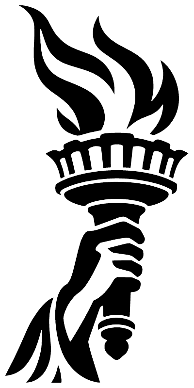 Black liberty torch vinyl decal close-up with flame and torch icon