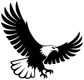 Soaring eagle vinyl decal, black silhouette with white wings on solid background