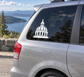 Capitol dome vinyl decal in white on car rear window