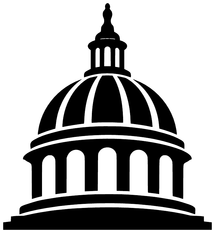 Capitol dome vinyl decal with black-and-white dome illustration