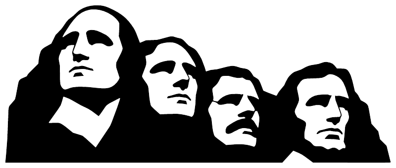Vinyl decal of four rock-profile faces: black silhouettes with light facial details