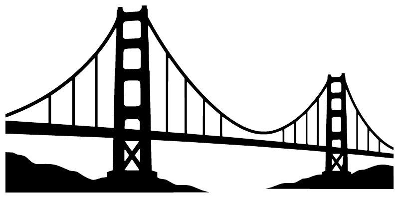 Golden Gate Bridge vinyl decal silhouette, white and black bridge design