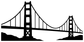 Golden Gate Bridge vinyl decal silhouette, white and black bridge design