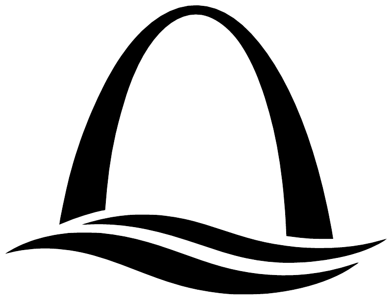 Gateway arch vinyl decal, black and white curved outline design