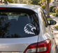 Vinyl bald eagle head decal for car window, white and black