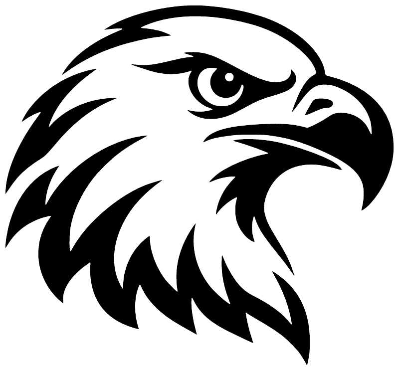 Bald eagle head vinyl decal graphic, white and black
