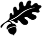 Oak leaf and acorn vinyl decal shape in black with white outline