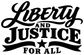 Black Liberty and Justice for All vinyl decal text with star and banner