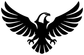 Black eagle with wings vinyl decal, centered head and talons
