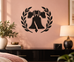 Vinyl wall decal with liberty bell silhouette inside a laurel arch, black design