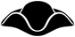 Black tricorn hat vinyl decal with thick white border, close-up
