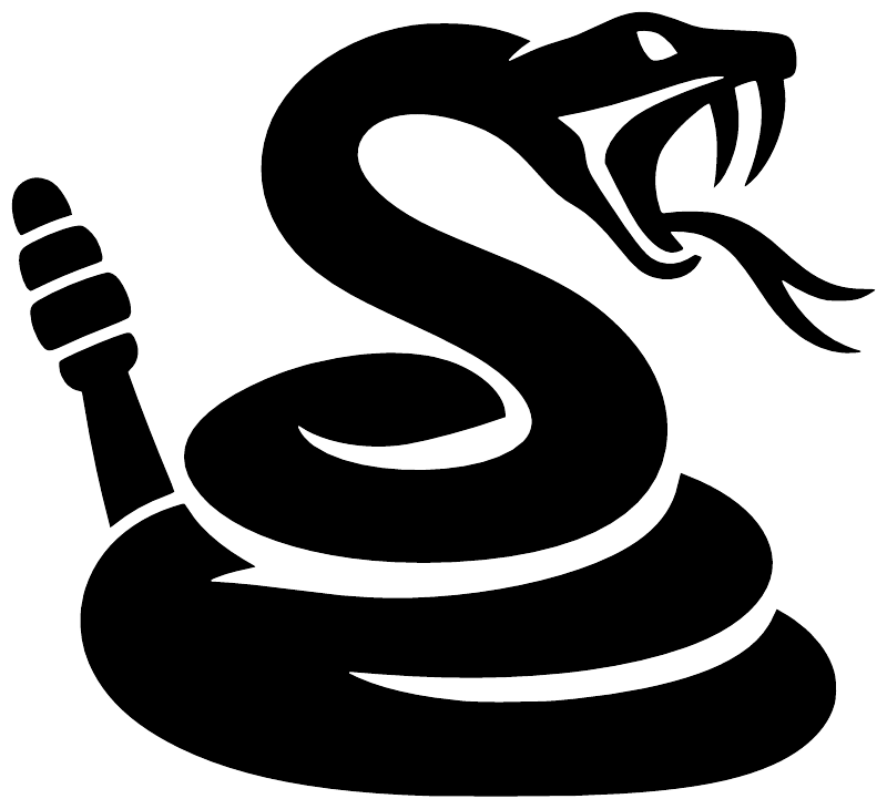 Black coiled rattlesnake silhouette vinyl decal close-up