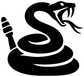 Black coiled rattlesnake silhouette vinyl decal close-up