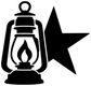Black lantern-with-flame vinyl decal with a solid star shape