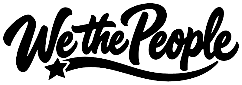 We the People vinyl decal close-up in black script with star