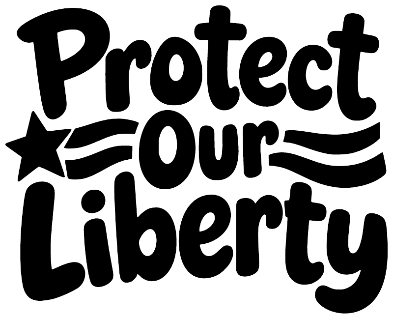 Close-up vinyl decal reading 'Protect Our Liberty' with star and ribbon accents
