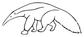 Walking anteater outline vinyl decal, white line art on light background