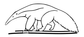 Black outline anteater graphic with twin wind swooshes on a white background