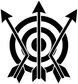 White archery arrow vinyl decal close-up with target rings and three arrows emblem