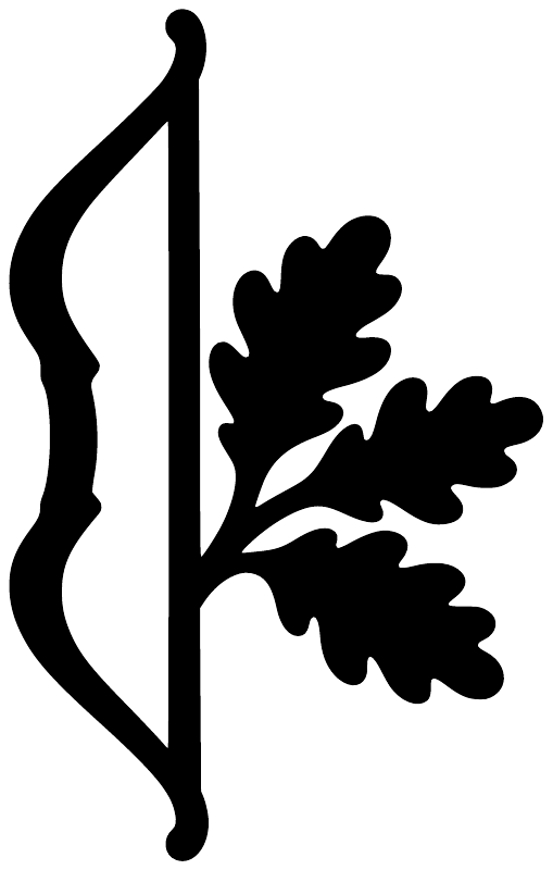 Black bow and oak leaf emblem vinyl decal silhouette