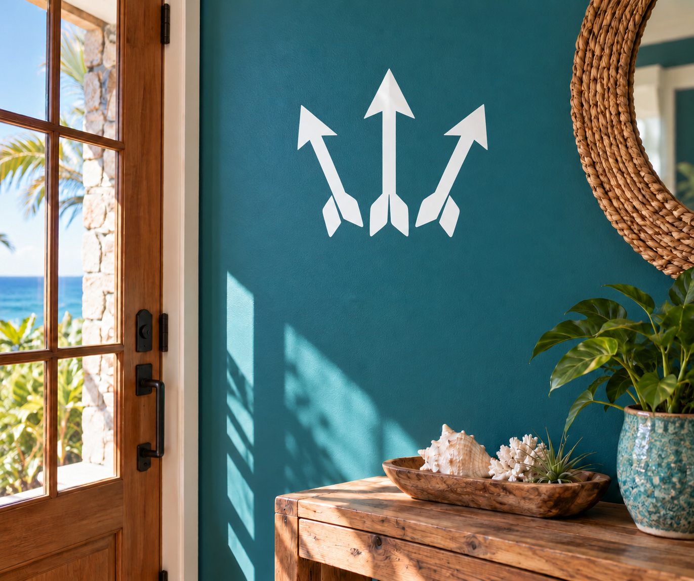 White archery arrow flight sweep vinyl decal set with three upward arrows