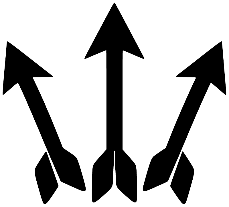 Black arrow flight sweep vinyl decal set with three upward arrow heads